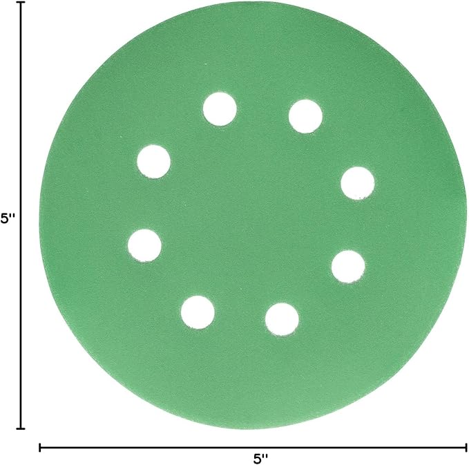 Dura-Gold Premium 1000 Grit 5" Green Film Sandpaper Discs, 8 Hole Pattern Dustless, 50 Discs - Hook & Loop Backing for Orbital DA Sander, Detailing Finishing Color Sanding Automotive Paint Woodworking