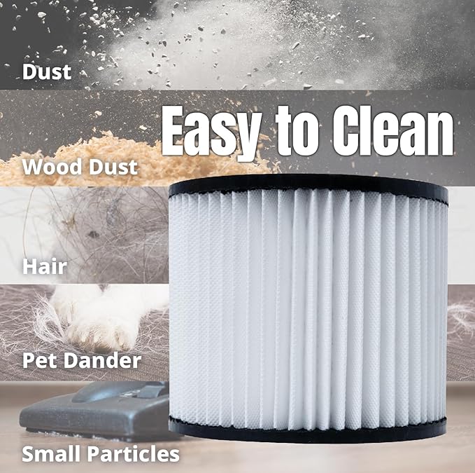 POWERTEC 90398 Cartridge Filters for Shop Vac, 9039800, 9039833 Type AA Replacement Filters, Fits Shop-Vac Most 4 Gallon and Less Wet/Dry Vacuum Cleaners, 1PK (75083)
