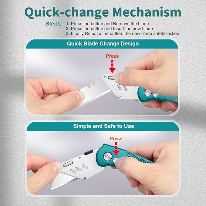 Harita Box Cutter Utility Knife cardboard cutter craft knife Quick Change Blades, Back-lock Mechanism, Portable Belt Clip, with 5-piece Extra Blades, Green