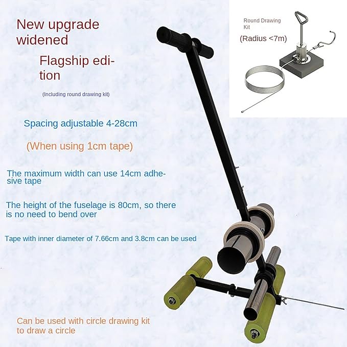 PCWLH Floor Tape Applicator - Efficient Hand Walk-Behind Line Marking Machine for Hospitals, Schools, Gyms, and Commercial Use - Ideal for Repairing Floor Markings - Manual Floor Line Marker