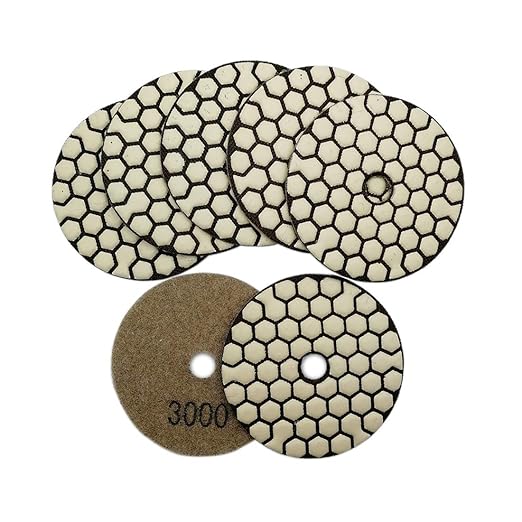 SHDIATOOL 3 Inch Dry Diamond polishing Pads Grit 3000 for Granite Marble Quartz(7-Pack)