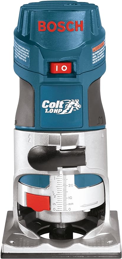 BOSCH PR20EVS Colt 1.0 HP Variable-Speed Palm Router - 5.6 Amp Motor, Soft Start, Constant ResponsCircuitry, Ergonomic Grip, Rugged Aluminum Base, Quick-Clamp System, 1/4" Collet