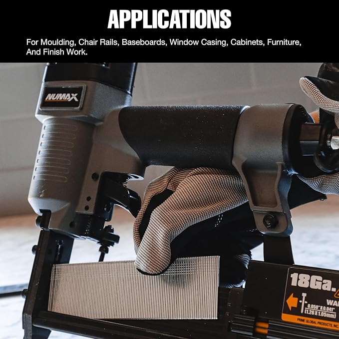 NuMax Pneumatic 3-in-1 Nail Gun | 16 GA & 18 GA Finish Nailer, Brad Nailer, Stapler | Multi-Purpose Air Tool for Trim, Moulding, Baseboards, Furniture, and Home Improvement Projects | SL31