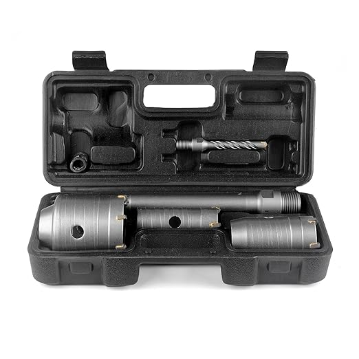 BINOTA 4PCS Concrete Hole Saw Kit, Rotary Hammer Core Bit Hole Saw, with SDS Plus Shank, for Concrete Cement Brick Wall Stone Masonry, Core bit Set 30 40 60 mm