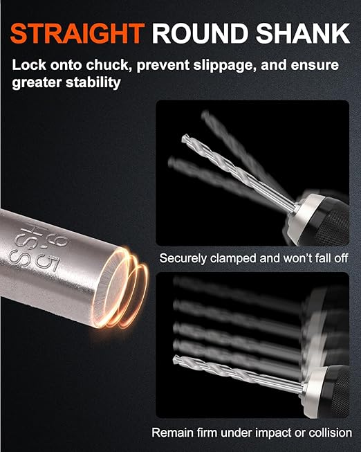 COMOWARE Drill Bit Sets for Metal- 19 Pcs Straight Shank M2 HSS Drill Bits for Stainless Steel, Cast Iron, Plastic and Wood