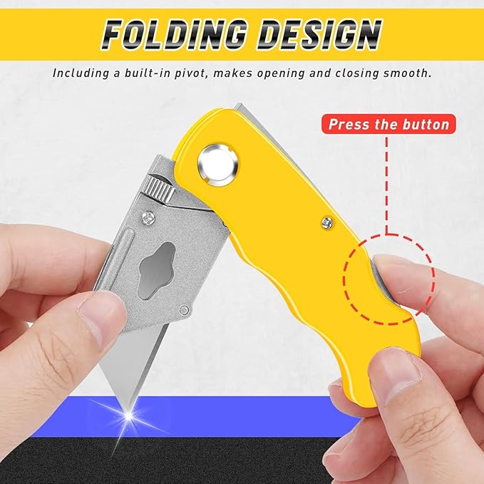 12 Pack Box Cutter, Folding Utility Knife with Spare 30 Pcs Blades, Sharp Box Cutters for Cardboard, Package, Carpet, Crafts, Navajas Para Trabajo, Razor Knife, Folding Knives, Box Opener
