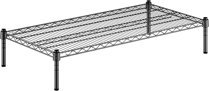 21" x 42" x 8" Black Epoxy Wire Storage Shelf, Dunnage Rack, Commercial 1 Tier Small Shelf