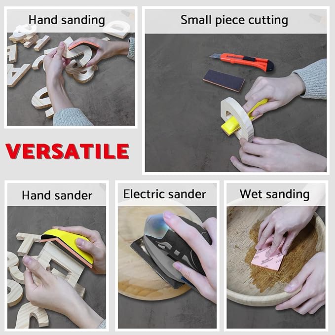 Sanding Sponges Assortment 24 Pcs, 180-3000 Grit Foam Sanding Pads 2.8 x 3.9 Inch, Wet Sanding Sponge Hook & Loop, Ultra Fine Sandpaper Block for Wood, Plastic Models, Metal, Drywall S&F STEAD & FAST