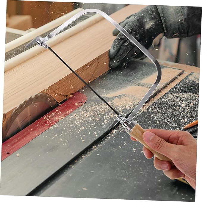Uonlytech Wooden Handle Coping Saw with Replacement Blades Lightweight Hand Saw for Woodworking PVC and Light Metals Precise Cutting Tool for DIY and Craft Projects