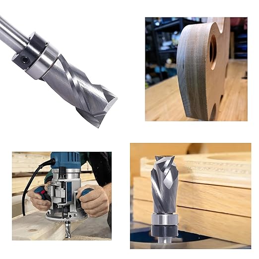 Compression Top Bearing Flush Trim Router Bit 1/4 Shank - 1/2" Cutting Dia, 1" Cut Height, Carbide Spiral Up-Down Pattern Template Flush Cut Router Bit, for Wood Trimming