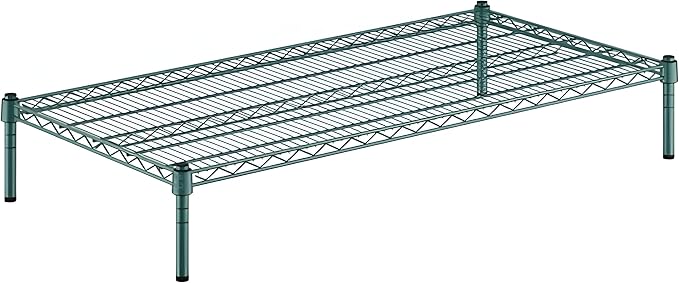24" x 48" x 8" Green Epoxy Wire Storage Shelf, Dunnage Rack, Commercial 1 Tier Small Shelf