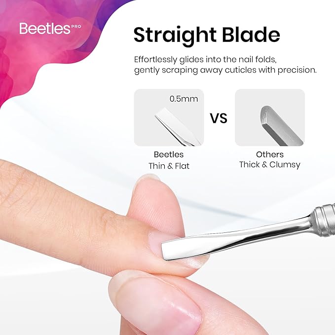 Beetles Pro Cuticle Pusher Gel Nail Polish Remover Tool for Fingernail Polish Nail Cuticle Cleaner Manicure Home Cuticle Trimmer Nail Cleaner