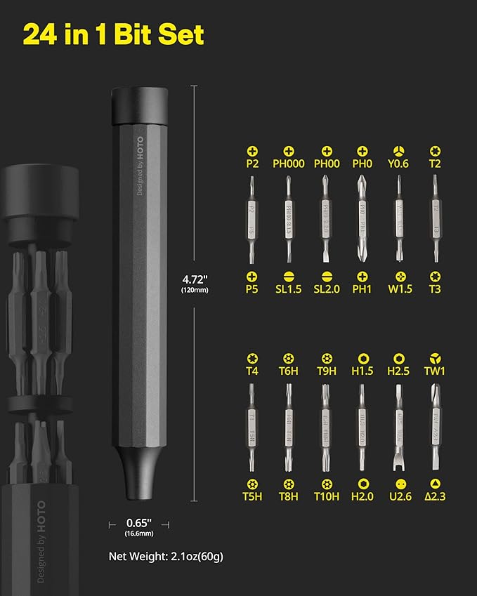 HOTO 3PCS 24 in 1 Multi Bit Mini Screwdriver Set Magnetic, Manual Precision Screwdriver Set, EDC Pen Screwdriver for Eyeglasses, Electronics, Watches, Phones, Laptops, Cameras