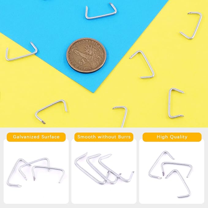 Hilitchi Galvanized Steel Hog Rings for Bungee Shock Cords Animal Pet Cages Bagging Traps Sausage Casing Meat Bags Fencing Railing and More(3/4-1000PCS)