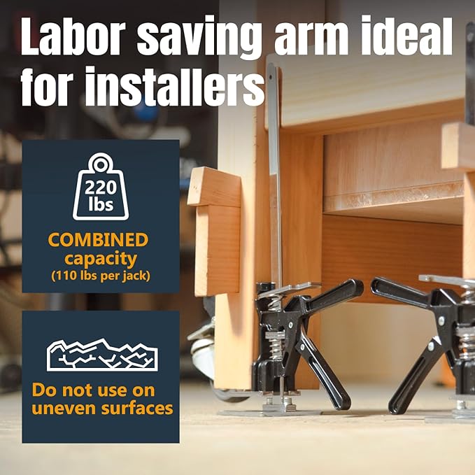POWERTEC 71912 Labor Saving Arm Jack 2 Pack - 220 lbs Heavy Duty Furniture Lifters, 10" Adjustable Height, for Cabinets, Doors, Appliances, Installation & Home Improvement