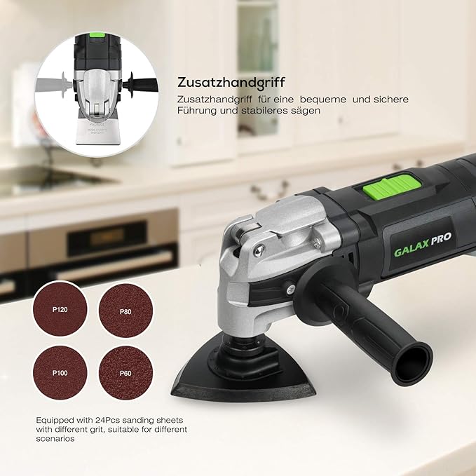 GALAX PRO 3.5A 6 Variable Speed Oscillating Multi Tool Kit with Quick Clamp System Change and 30pcs Accessories, Oscillating Angle:4째 for Cutting, Sanding, Grinding