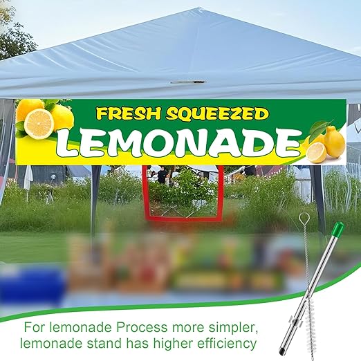 Lasnten 1 Pack Straw Puncher for Plastic Lids Lemonade Cups, Stainless Steel Straw Hole Puncher Punching Tools for Cafe Drinks Deli Container Fresh Squeezed Lemonade Stand Supplies(8.7 Inch,Green)
