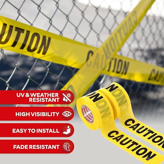 XFasten Yellow Caution Tape Roll Bulk, 3 in x 1000 ft (6-Pack), Thick and Durable Yellow Safety Tape for Barricades, Construction, Warning, and Hazard Areas ??Easy to Loop, Weatherproof, Non-Fading