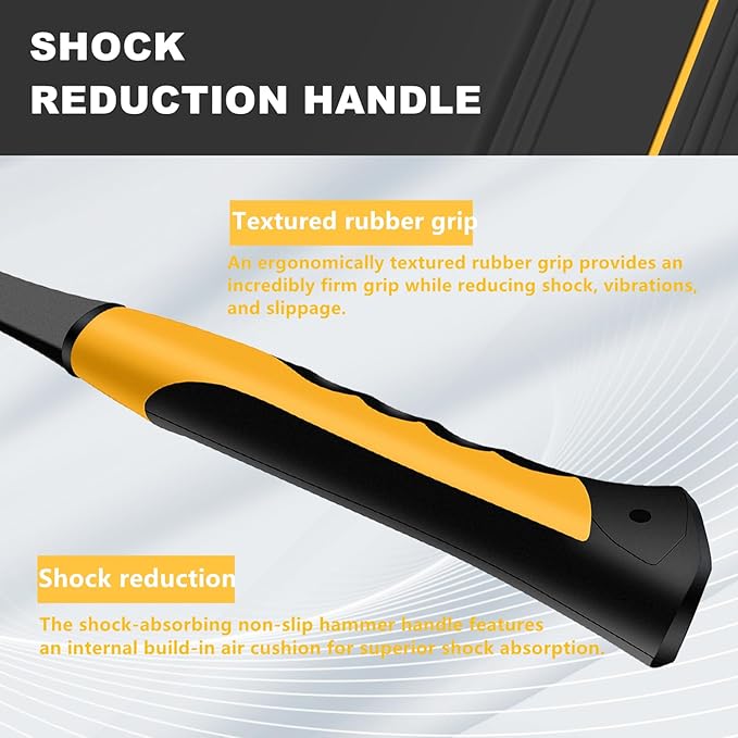 Drywall Hammer with Milled Face, 14 oz Wall Board Tool | Lightweight Hammer and Axe Combo Onepiece Steel Hammer Axes (Yellow)