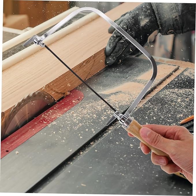 1set Portable Hand Saw Wooden Handle Coping Saw for Woodworking Includes Replacement Blades for Projects and Outdoor Use