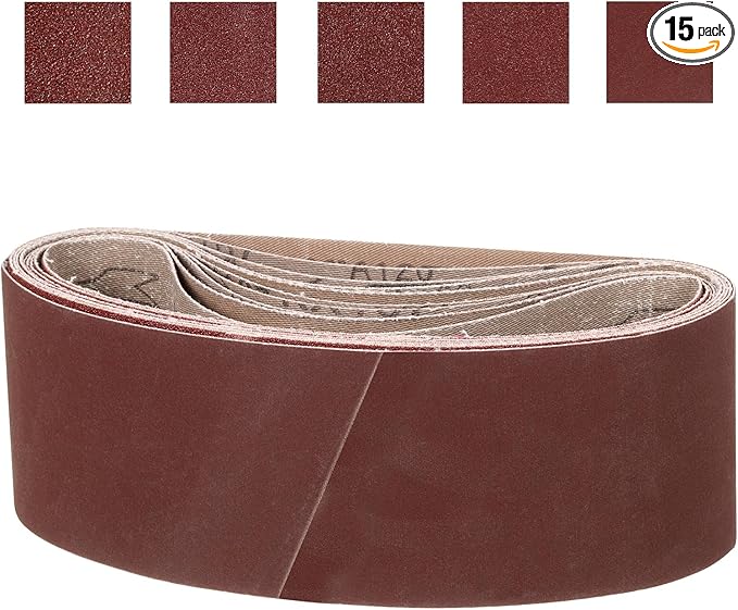 3 x 18 Inch Sanding Belt, 15 Pcs 80/120/150/240/400 Grit Knife Sharpener Belts Work Sharpening for Belt Sander Knife Carving Tool Metal Working