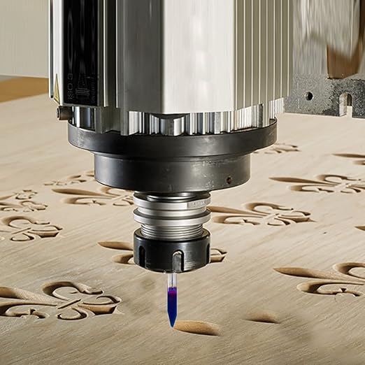 CNC V Bit 15 Degree Engraving Bit 0.005 Tip 1/4 Shank with Nano Blue Coat Solid Carbide V Groove Router Bit for Signmaking Carving