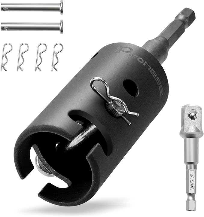 1 Inch Trailer Jack Drill Adapter with Two 1/2 Inch Socket Adapter Bit竊똇eavy Duty Cr-Mo Steel, Replace The Trailer Jack Handle