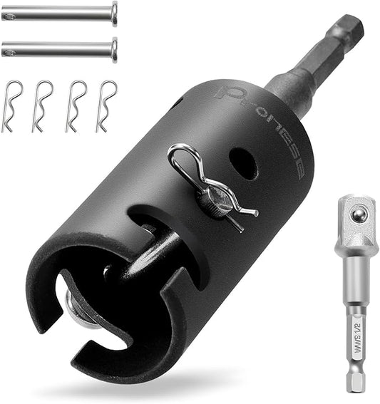 1 Inch Trailer Jack Drill Adapter with Two 1/2 Inch Socket Adapter Bit竊똇eavy Duty Cr-Mo Steel, Replace The Trailer Jack Handle