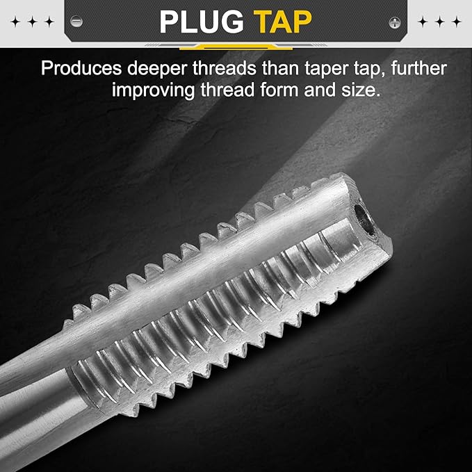 uxcell Hand Plug Tap M9 x 1.5 H2 Metric Thread Plug Style Taps Straight Flute Screw Tapping Threading Tool High Speed Steel HSS6542