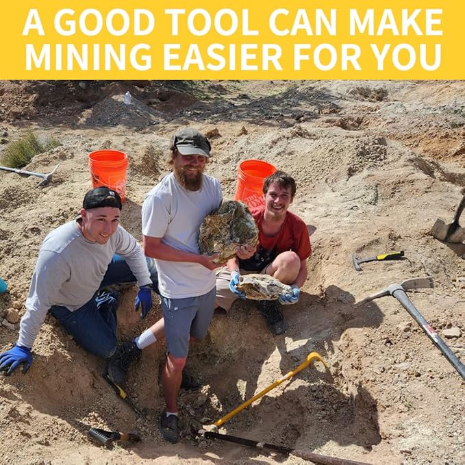 14 PCS Geology Rock Pick Hammer Kit, Gold Mining & Prospecting Equipment Tool, Musette Bag, 22oz Hammer & Digging Chisels, Shovel, Magnifying Glass, Whistle, Goggles