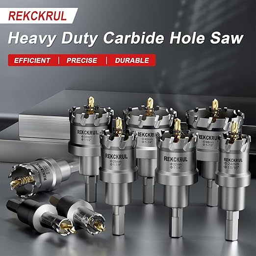 1-1/4" (32mm) 2Pcs TCT Carbide Hole Saw Kit for Metal - Heavy Duty Hole Cutter Drill Bits Set, Cuts Stainless Steel, Iron, Aluminum, Wood, Plastic