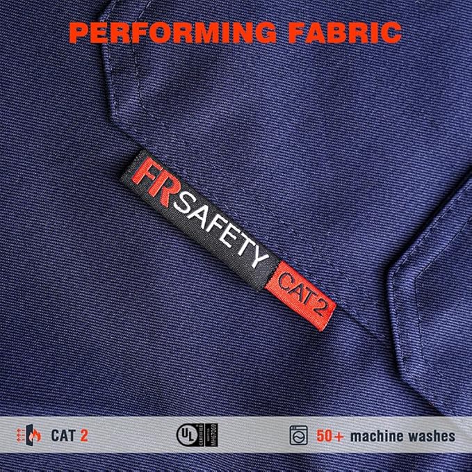 SKSAFETY 7oz FR Shirts for Men, Welding Shirt Hi Vis Flame Resistant 100% Cotton Fire Retardant Longsleeve Shirt CAT2
