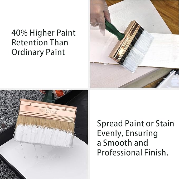 Deck Stain Brush Set, 3 Pack Large Paint Brushes (4", 5", 6") with Threaded Extension Hole, Deck Stain Applicator, Masonry Brush, Stain Brushes for Wood Deck, Fence, Walls and Furniture