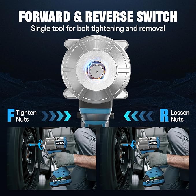 Cordless Impact Wrench 1/2 Inch, 1500N·m(1107ft・lbs) Brushless High Torque Impact Gun, 21V Impact Driver with 2x 4.0Ah Batteries, Charger & 5 Sockets, Variable Speeds for Car/Truck RV/Mower
