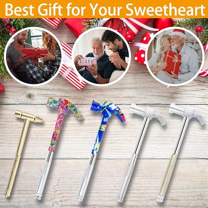 6-in-1 Multifunctional Metal Flower Hammer & Screwdriver Tool Set, Slotted/Flat Head Phillips Screwdriver Nail Puller with Non Slip Handle, Best Gift for Sweetheart (pink)