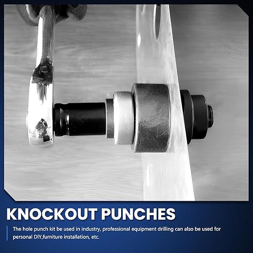 Knockout Punch Kit, 6 Size (7/8" to 2-7/16") Forged Alloy Steel, Conduit Hole Punch Set with 3/4" to 2" NPT Adapters, High Hardness for Electrical Metallic Conduits