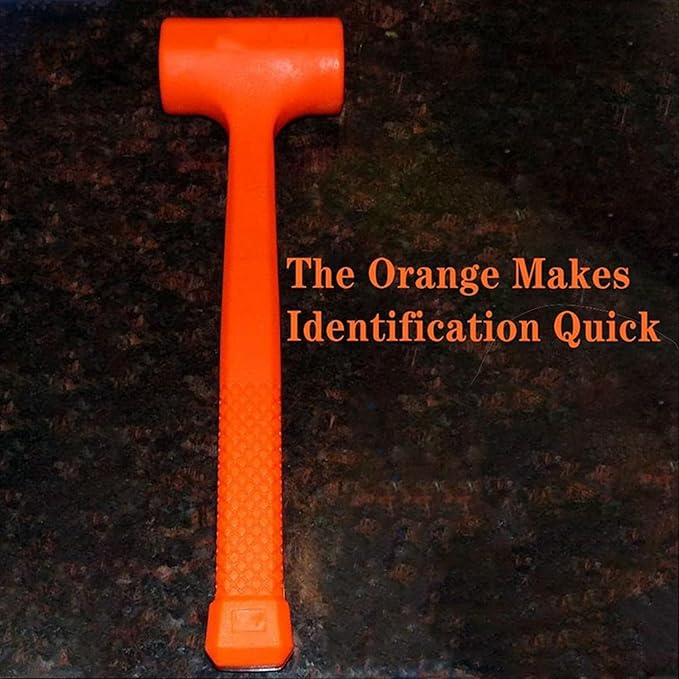 4 lb Dead Blow Hammer with Steel Shot Filled Head, Spark and Rebound Resistant Deadblow Mallet with Non-Slip Diamond Textured Handle, Orange