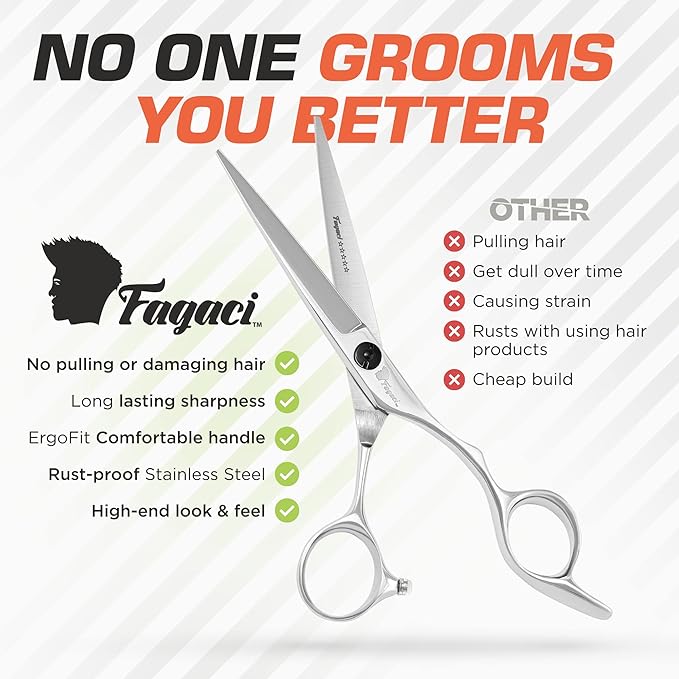 Fagaci Professional Hair Scissors 6??Extremely Sharp Blades, Fine Cutting Blades, Hair Cutting Scissors Professional, Hair Shears, Barber Scissors Set for Men and Women, Haircut Scissors Hair Kit