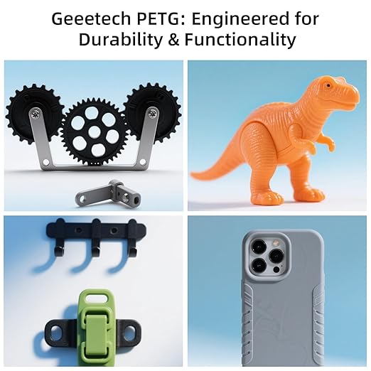 Geeetech PETG Filament 1.75mm, 1 KG (2.2lbs) Spool 3D Printer Filament, High-Toughness, 짹0.02mm Accuracy, Neatly Wound & Moistureproof, Non-Clogging Non-Stringing, Fits Most FDM Printers, Silver