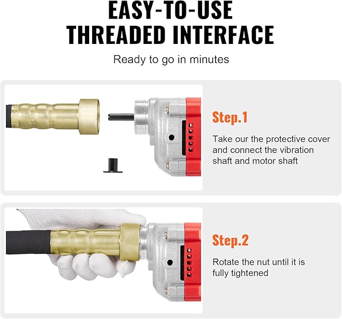 VEVOR Handheld Concrete Vibrator, 800W Electric Vibrator 13000 VPM, Electric Concrete Vibrating Tool With 6.6ft / 2m Shaft Rod, Portable Pencil Cement Vibrator Remove Air Bubble and Mix Concrete