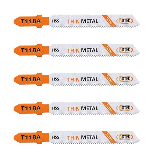 5PCS T Shank Jigsaw Blades Set - BGTEC HSS(M2) Jig Saw Blades for Wood, Plastic and Metal Cutting(T118A)