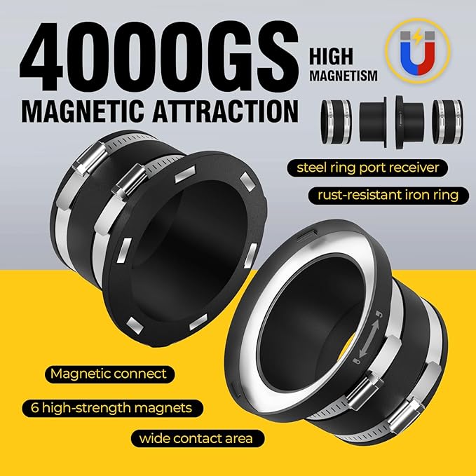 4" Magnetic Dust Collection Fittings with Interlock, Starter Kit for Dust Collector and Shop Vacuums, Quickly Connect Hose to Machine Port,Hookup Drum Sander Jointer Saw Planer. 2 Pack