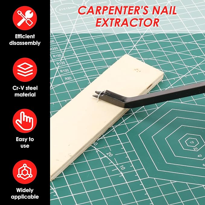 3Pcs Heavy Duty Staple Remover Tool, Upholstery Staple Puller Lifter, U Shape Nail Tack Lifter Tool with Nonslip Grip for Wood Floor Fabric Carpet Leather, Chrome Vanadium Steel