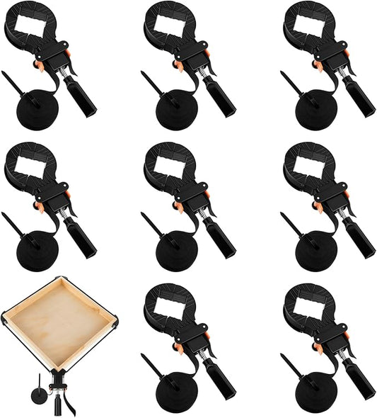 Feekoon 8 Packs 13 FT Belt Band Strap Clamps for Woodworking, Quick Release Band Clamps with 4 Corner Claws, Thick and Sturdy Belt Clamp, Adjustable Picture Frame Clamp Tool