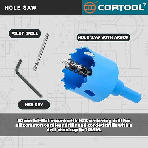 2-1/4 Inch Hole Saw with Arbor for Metal and Wood Cutting, Bi-Metal Hole Cutter, 2-1/4" Hole Saw Kit for Drywall, Wood, PVC Boards, Fiberglass and Vent Pipes