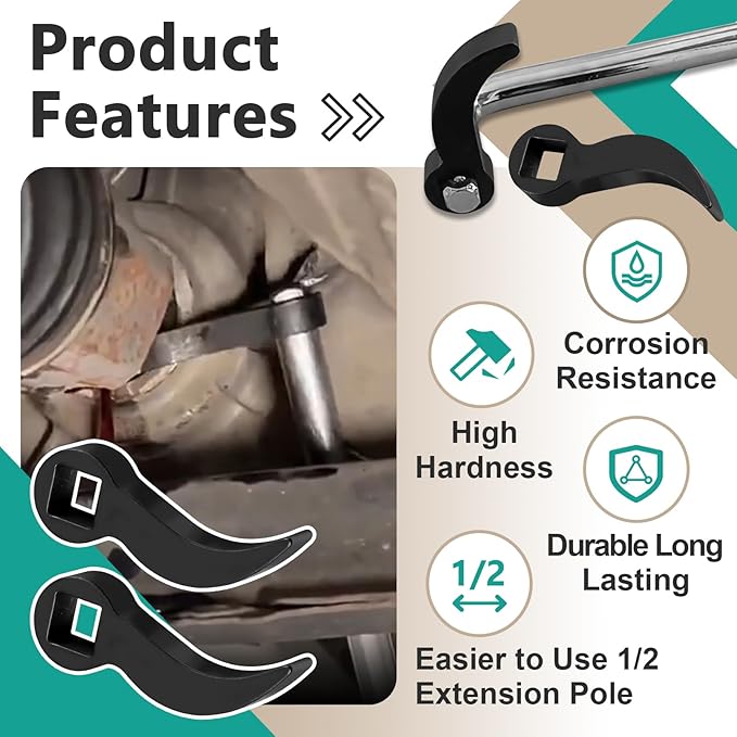 2 Pcs Pry Bar Wrench Adaptor Head - Square Crowbar Adapter Head Tools Fits 1/2" Drive Ratchets, Half Shaft Removal Car Repairing Tools for Tight Spaces