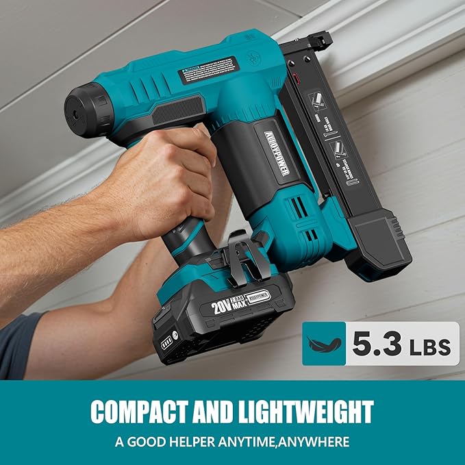 ALLOYPOWER 2 in 1 Cordless Brad Nailer/Electric Stapler with 2.0Ah Battery and Charger,1000pcs Nails and 500pcs Staples Included for Home Improvement & Woodworking