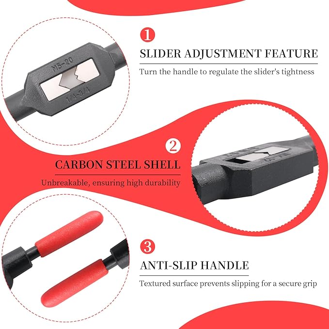 4 Pcs Adjustable Tap Wrench Screw Holder Reamer Hand Tool with Plastic Dipped Non-Slip Handle for Tap Reamer (1/4"-3/4", 3/16''-1/2'', 1/16''-3/8'', 1/16"-1/4")