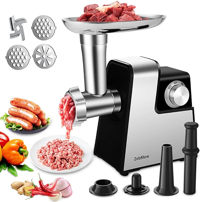 Electric Meat Grinder, 350W(2800W Max) Power Food Grinder with Sausage Stuffer Tubes, Dumpling Maker, and Kubbe Kit, Small Meat Grinder for Home Use 竊똣or Ground Beef, Deer, Chicken, and More