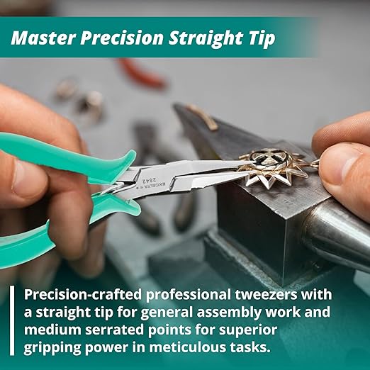 Excelta Stainless Steel Pliers, Gentle Spring Mechanism, Ergonomic Anti-Static & Cushioned Grip, Precision Tool, 5.75" Length, Intermediate